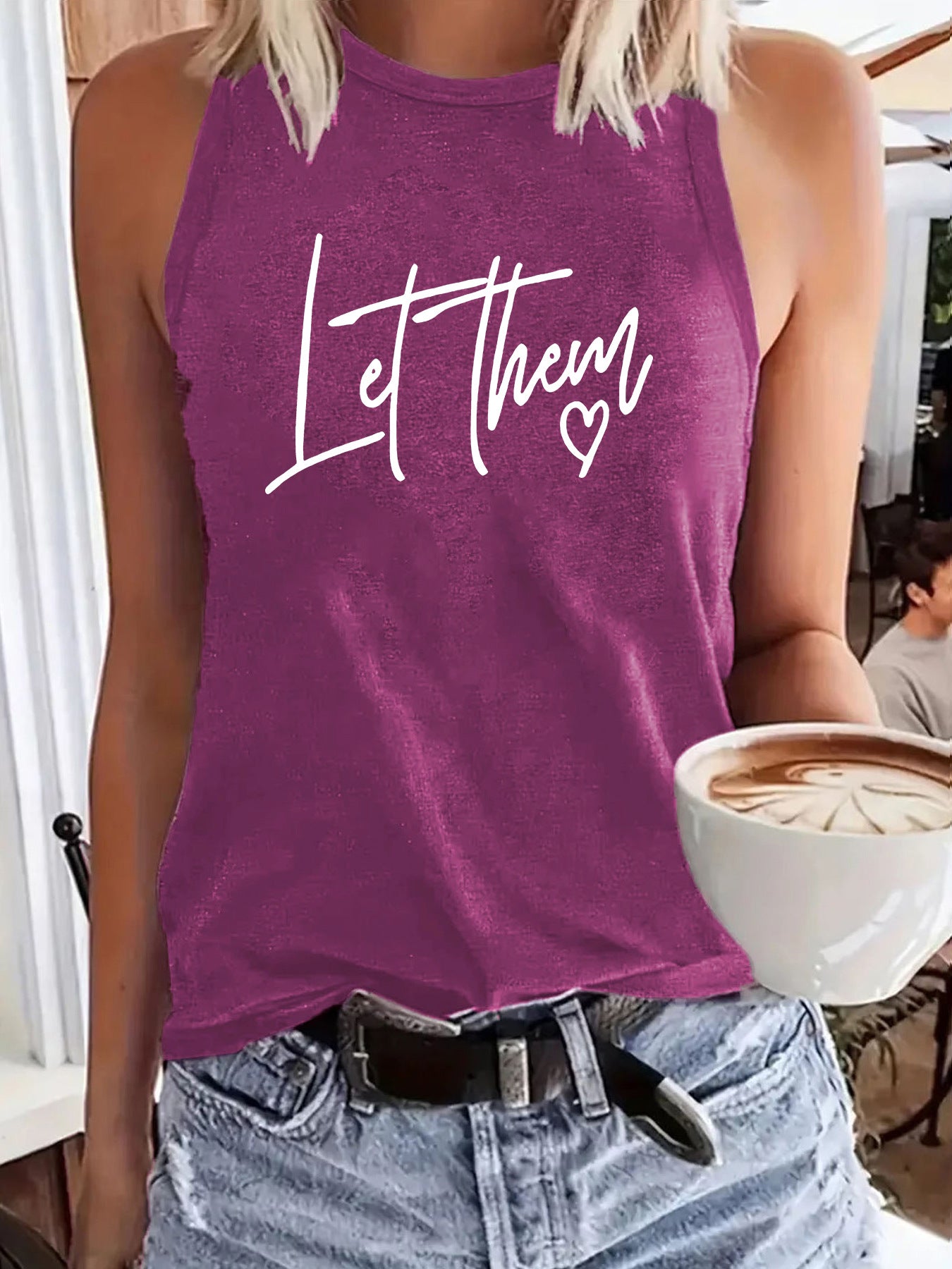 Let Them' Slogan Printed Vest | Loose Fit Graphic Tank Top for