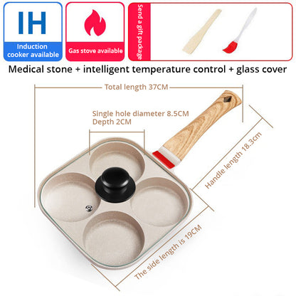 Non-Stick Four-Hole Household Breakfast Pan for Fried Eggs and Burgers