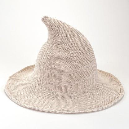 Knitted Pointed Top Witch Hat | Wide Brim Halloween Party
