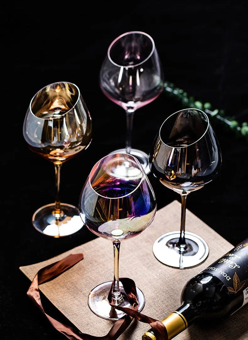 Nordic Bevel Gold Rim Crystal Wine Glass | Creative Slant Cut Champagne Goblet
