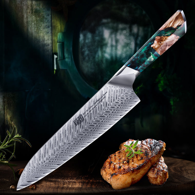 Fengjin Damascus Pattern Western Chef's Knife with Resin Handle
