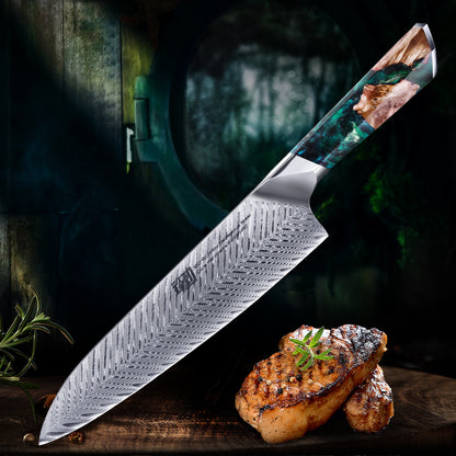 Fengjin Damascus Pattern Western Chef's Knife with Resin Handle