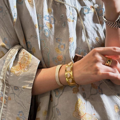 Minimalist Gold Plated Open Bangle - Versatile Advanced Style Bracelet