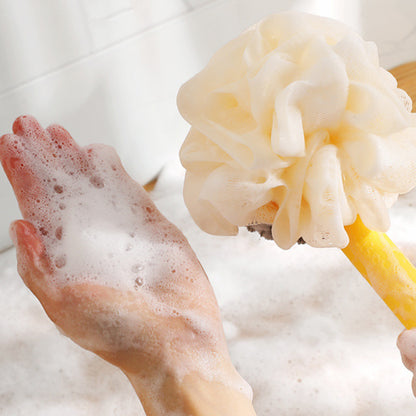 2-in-1 Long Handle Bath Brush with Loofah – Japanese Style Back Scrubber for Shower & Exfoliation