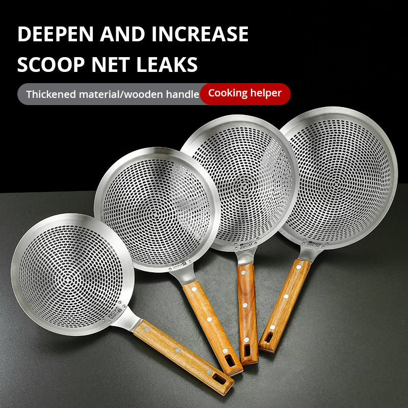 Large Stainless Steel Spider Strainer Skimmer with Wooden Handle for Frying and Cooking