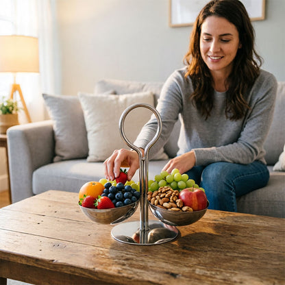 Stainless Steel Divided Serving Tray with Dip Bowls | Condiment Stand