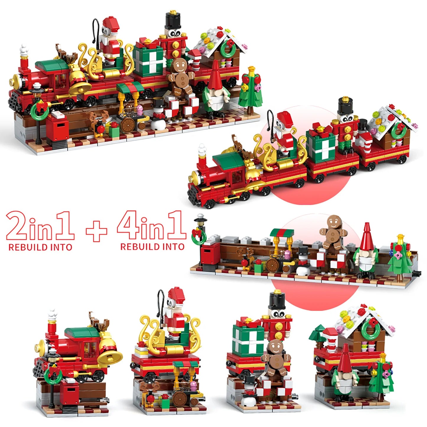 24 Days Christmas Countdown Calendar Building Blocks | Santa Claus Train & Holiday Mini Bricks Set