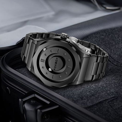 FOXBOX Men's High-Tech Magnetic Levitation Concept Watch (All Black).