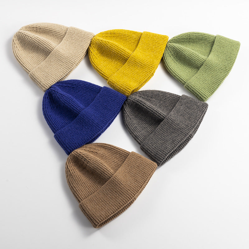 Men's Solid Color Ribbed Beanie Hat | Thick Warm Knitted Woolen Cap for Winter & Outdoors