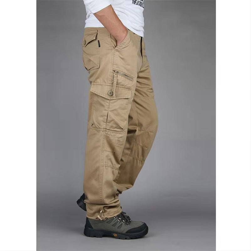 Men's Cotton Cargo Overalls for Camping & Hiking | Straight-Leg, Multi-Pocket Baggy Trousers