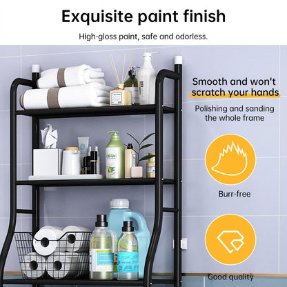 Modern Metal Bathroom Shelf - Multifunctional Overhead Toilet Storage with Hooks