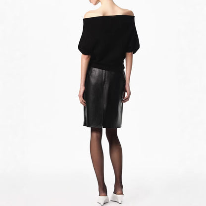 Smart Feel Multi-Way Ribbed Knit Top - Off-Shoulder Casual Loose Shirt