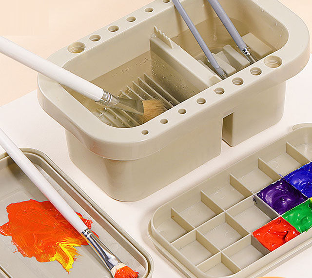 Multi-functional Artist Brush Washer - 3-in-1 Paint Brush Cleaner & Holder Bucket