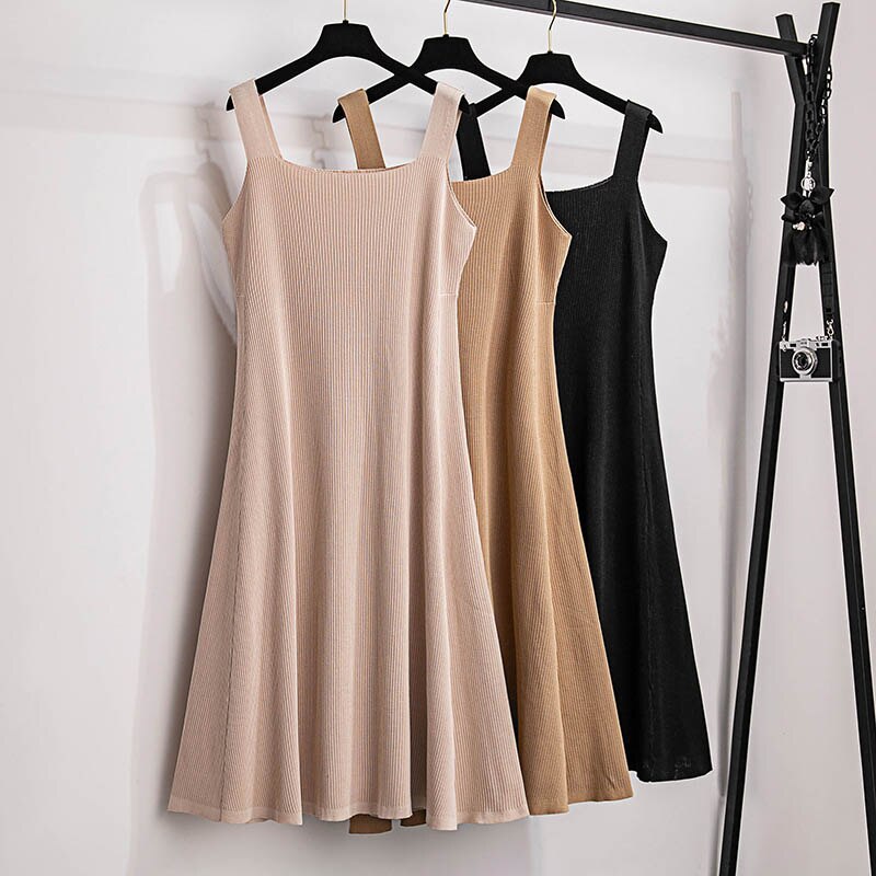 Elegant Sleeveless Knitted Maxi Dress - Comfortable Extra Large Summer Wear