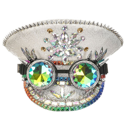 Luxury Handmade "BRIDE" Rhinestone Captain Hat - Sparkling Sequined Wedding & Party Cap