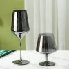 Luxury Electroplated Smoky Gray Crystal Glass | Modern Black Brandy & Whiskey Goblet