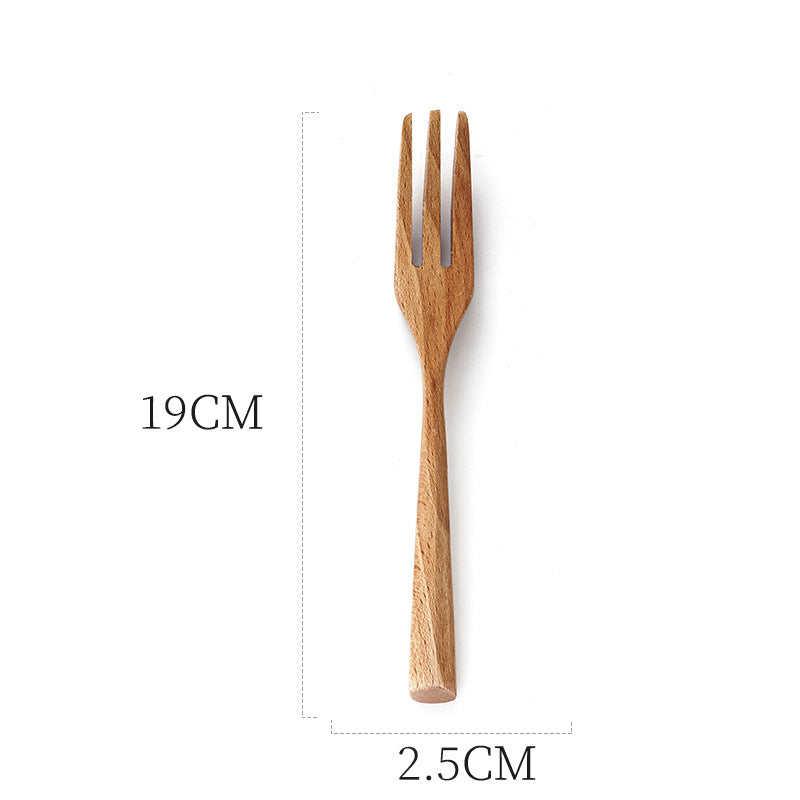 3-Piece Creative Beech Wood Cutlery Set - Natural Wooden Knife, Fork, and Spoon
