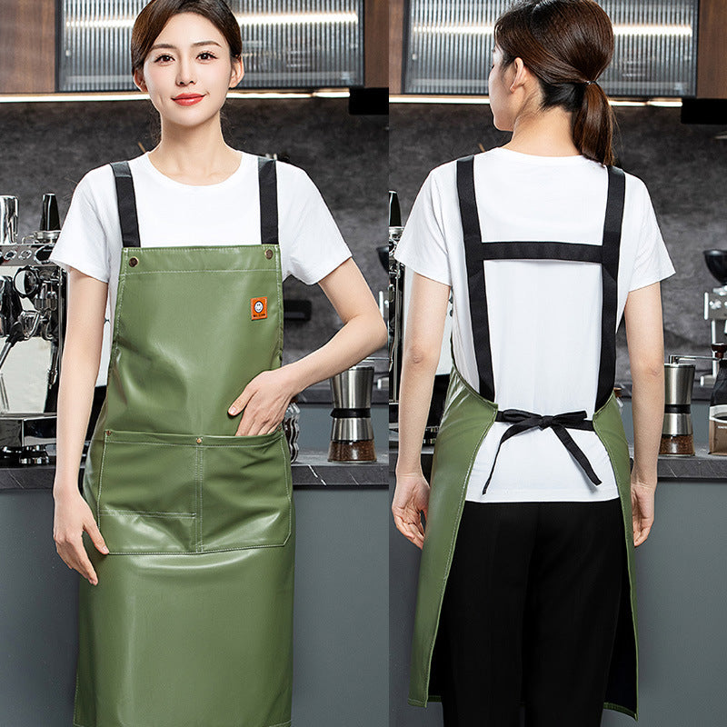 Heavy Duty Soft Leather Apron for Cooking & BBQ | Adjustable Elastic Band & Multi-Pocket Design