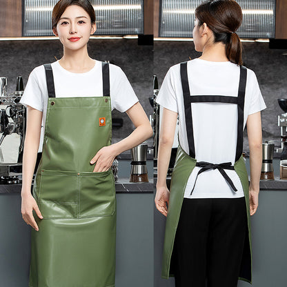 Heavy Duty Soft Leather Apron for Cooking & BBQ | Adjustable Elastic Band & Multi-Pocket Design