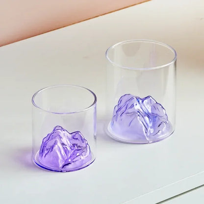 Heat-Resistant Mountain Range Glass Cup for Whisky & Coffee