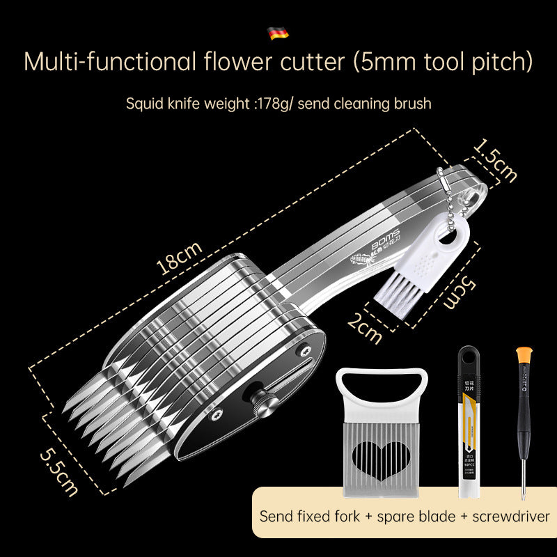 Multi-Blade Stainless Steel Vegetable Slicer & Carving Tool - Precision Squid Flower Knife & Scallion Silk Cutter