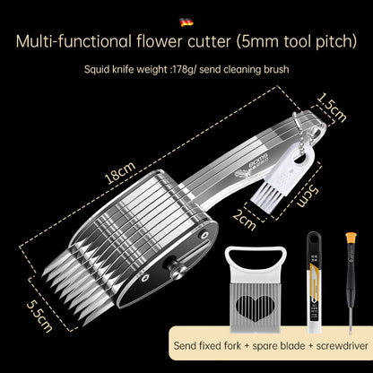 Multi-Blade Stainless Steel Vegetable Slicer & Carving Tool - Precision Squid Flower Knife & Scallion Silk Cutter