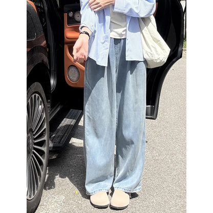 Premium High-Waisted Elastic Waist Tencil Denim Pants for Women