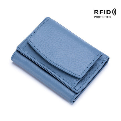 Women's Japanese Style Genuine Leather RFID Protected Mini Coin Wallet (Short)