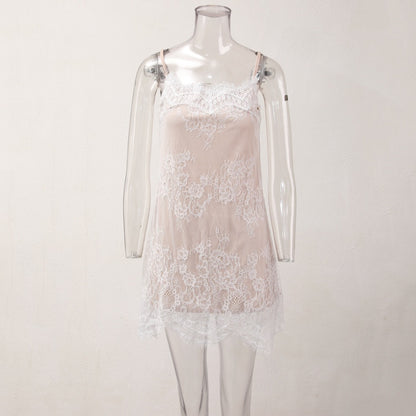 Luxury 3D Floral Patchwork White Cardigan Dress - Elegant Lace-Up Mesh Maxi Skirt for Women
