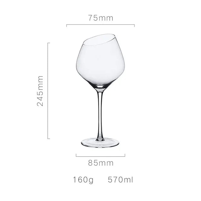 Nordic Bevel Gold Rim Crystal Wine Glass | Creative Slant Cut Champagne Goblet
