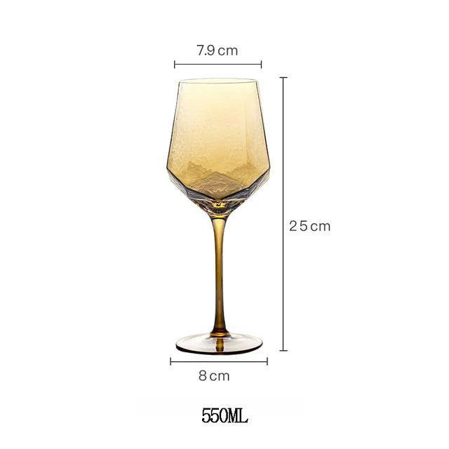 Nordic Gold Amber Crystal Glassware | Elegant Diamond Whisky Cup & Champagne Flute | Light Luxury Tableware