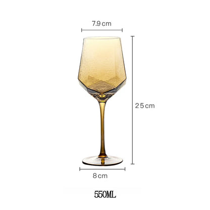 Nordic Gold Amber Crystal Glassware | Elegant Diamond Whisky Cup & Champagne Flute | Light Luxury Tableware