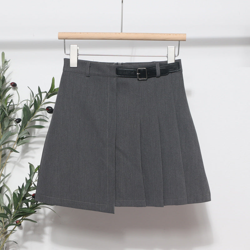 Chic Irregular A-Line Mini Skirt with Faux Leather Belt
