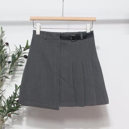 Chic Irregular A-Line Mini Skirt with Faux Leather Belt