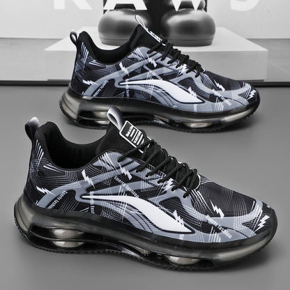 Men's Height-Increasing Air Cushion Running Shoes - Breathable Leather Dad Sneakers