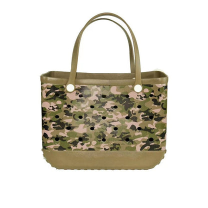 Printed EVA Beach Storage Bag - Waterproof Outdoor Basket & Handbag with Cow Print