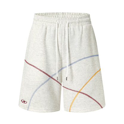 Trendy High-Waisted Athletic Shorts with Curved Embroidery