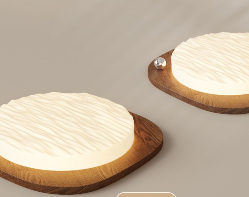 Retro Walnut Wood Grain Ceiling Lamp - Full Spectrum Eye Protection Bedroom Light