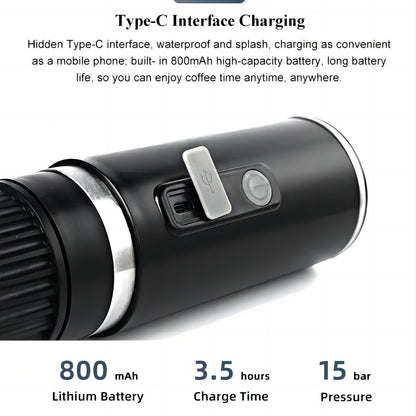 Portable Electric Espresso Maker - Fully Automatic Handheld Coffee Machine for Capsules & Ground Powder