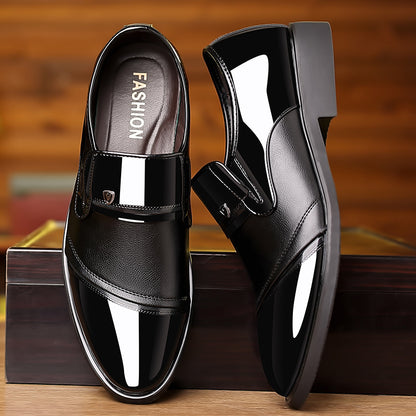 Men's High-End Business Dress Shoes - Shiny Patent Slip-On Leather Suit Shoes