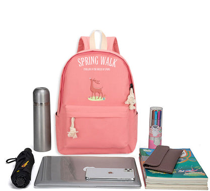 Creative Pink Oxford Cloth Anime Backpack for Primary & Middle School Students