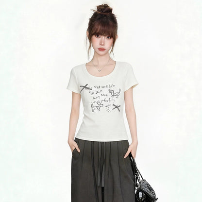 Women's Cute Dachshund Graphic Regular Fit Short Sleeve T-Shirt