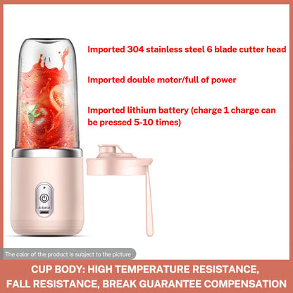 Portable 6-Blade Rechargeable Electric Juicer and Smoothie Blender Cup