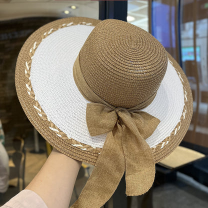 Women's Summer Straw Tote Bag & Wide-Brim Sun Hat Set