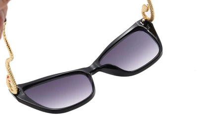 Retro Cat Eye Sunglasses with Metal Snake Temple Design | Trendy Party Shades