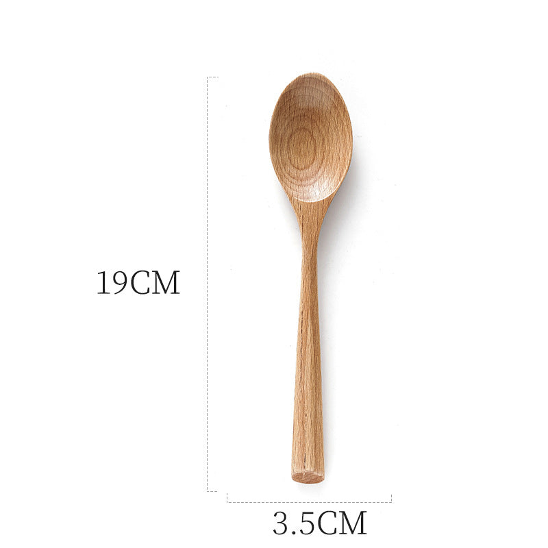 3-Piece Creative Beech Wood Cutlery Set - Natural Wooden Knife, Fork, and Spoon