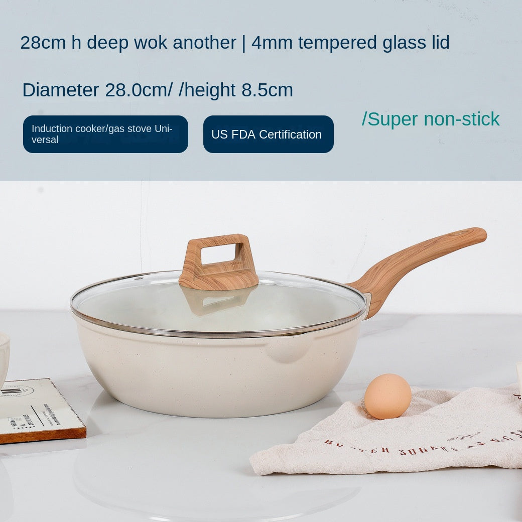 Product Title: Premium Medical Stone Non-Stick Cookware Set - Marble Finish Frying Pan, Soup Pot & Wok (Eco-Friendly & Durable)