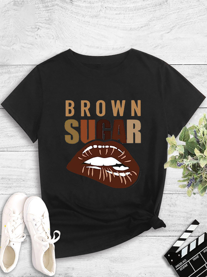 Fashion Printed Pullover Tee - Casual Short Sleeve Black T-Shirt