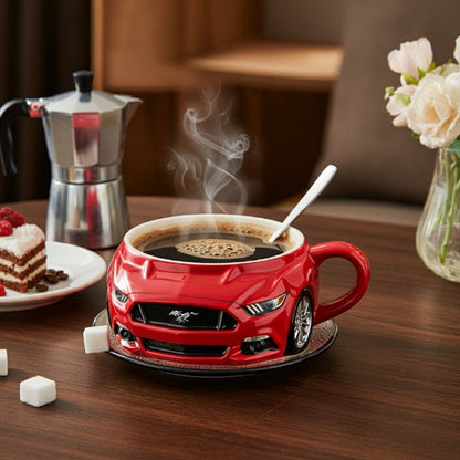 Handmade Mustang Car-Shaped Coffee Mug - Creative Stainless Steel Novelty Office Cup