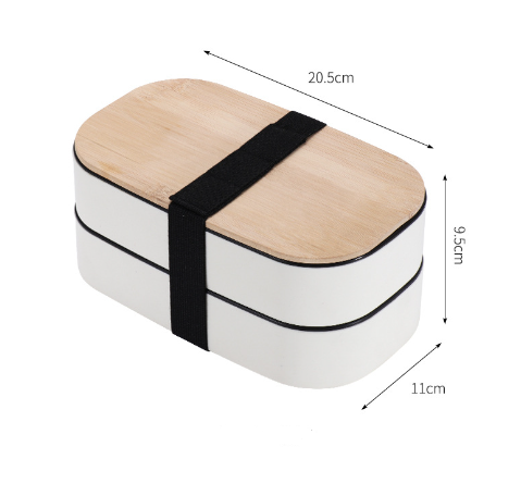 Japanese Style Double-Layer Bento Lunch Box with Natural Bamboo Lid & Portable Cutlery Set (Leak-Proof & Eco-Friendly)